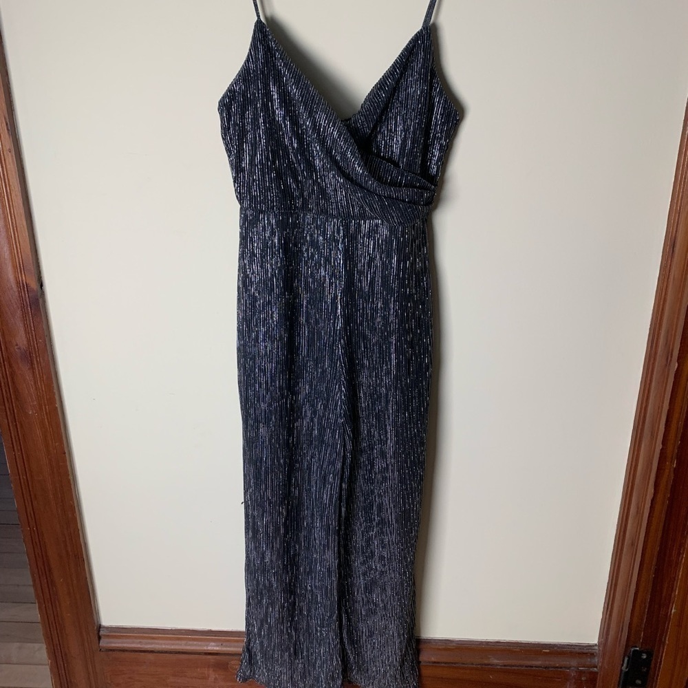 NWT All in Favor Silver Jumpsuit Size Small